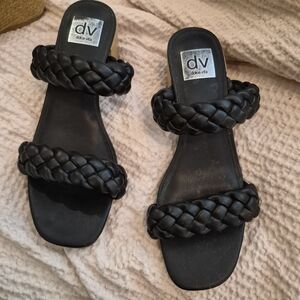 Dolce Vita Black Braided Double-Strap Slide Sandals